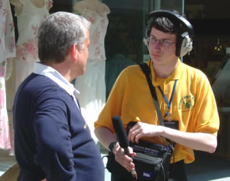 Kieran interviewing the carnival chairman