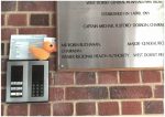 Photo of One of the knitted ducks outside the Trust Headquarters